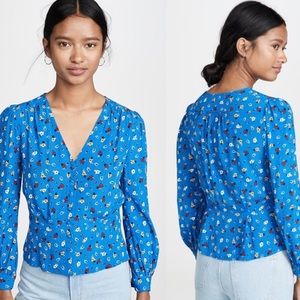 Ba&sh Lali sky blue floral shirt